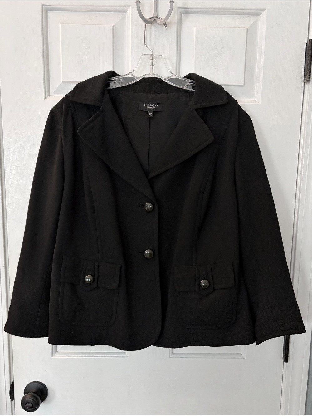 Talbots Vintage 100% Wool Black Single Breast Button Up Jacket Blazer